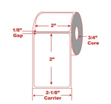 2" x 2" Mobile Printer Direct Thermal Labels 3/4" Core - NO Timing Marks
