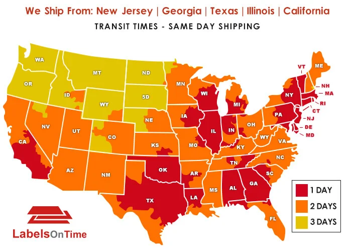 Thermal labels transit time for Labelsontime
